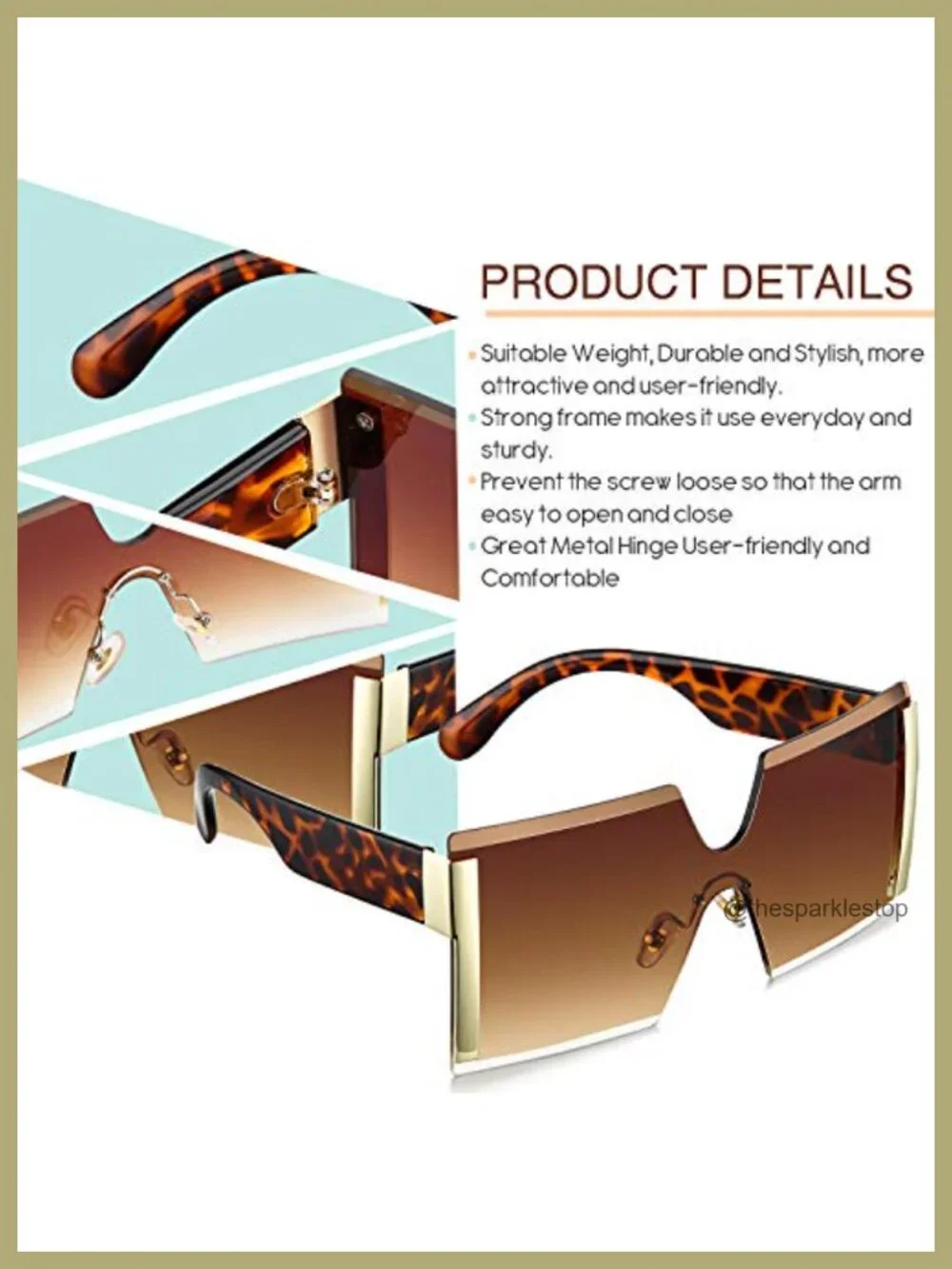 Oversized Square Rimless Sunglasses for Women Fashion Trendy Lightweight UV